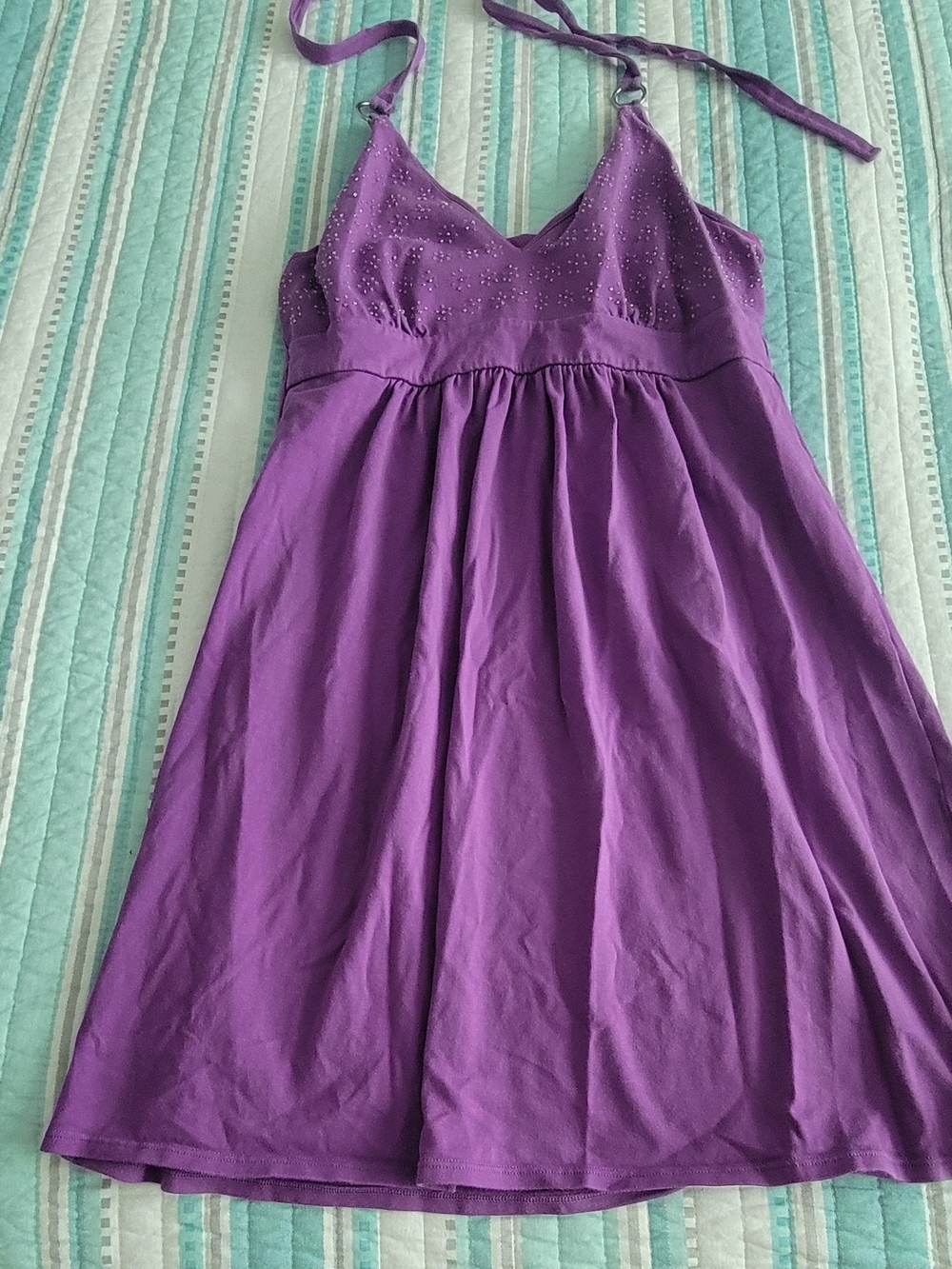 Victoria's Secret Purple Backless Halter Dress with Sparkle Bodice